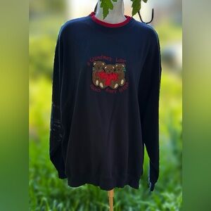 Cozy Black Crewneck Sweater with Red Accents